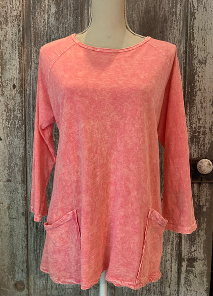 Jess N Jane Coral Mineral Washed Tunic