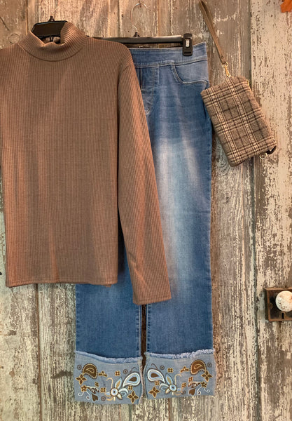 Hazel Ribbed Mock Neck Top