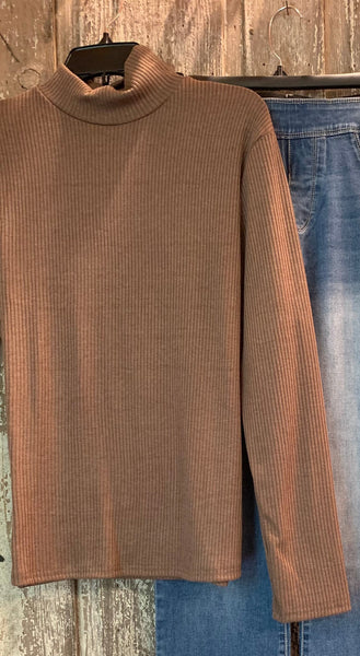 Hazel Ribbed Mock Neck Top