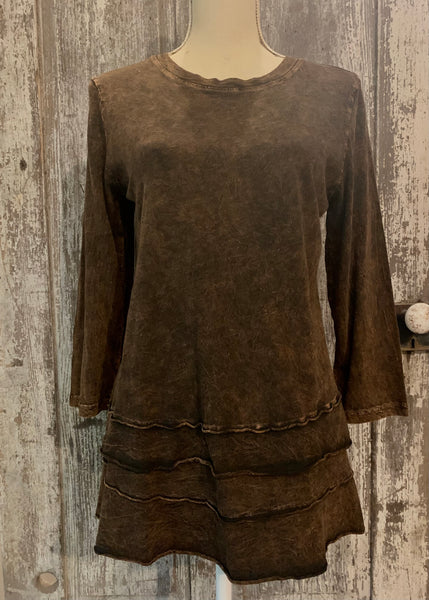 Jess N Jane Layered Chocolate Mineral Washed Tunic