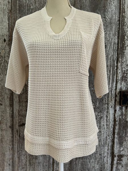 Mavis V-Neck Elbow Sleeve Knit Top