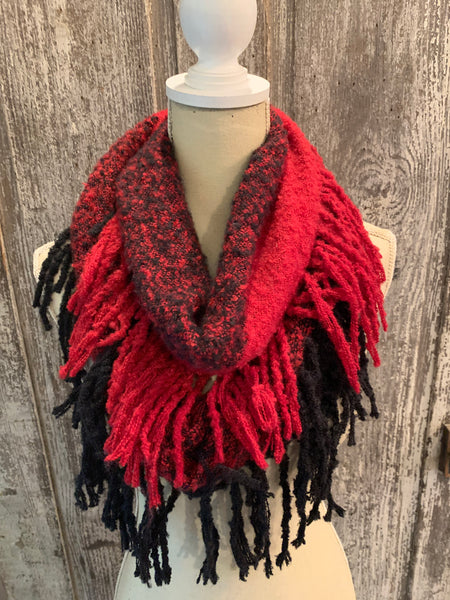 Fringe Colorblock Infinity Scarf